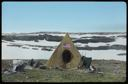 Image of Tent, Late Spring, North Greenland [Tent with Kane Lodge American Flag, Baffin Island]